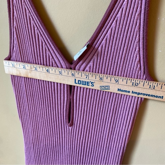 Abercrombie & Fitch Midi Dress Women’s XL Mauve Pink Ribbed Keyhole Leg Slit NWT - Picture 6 of 10
